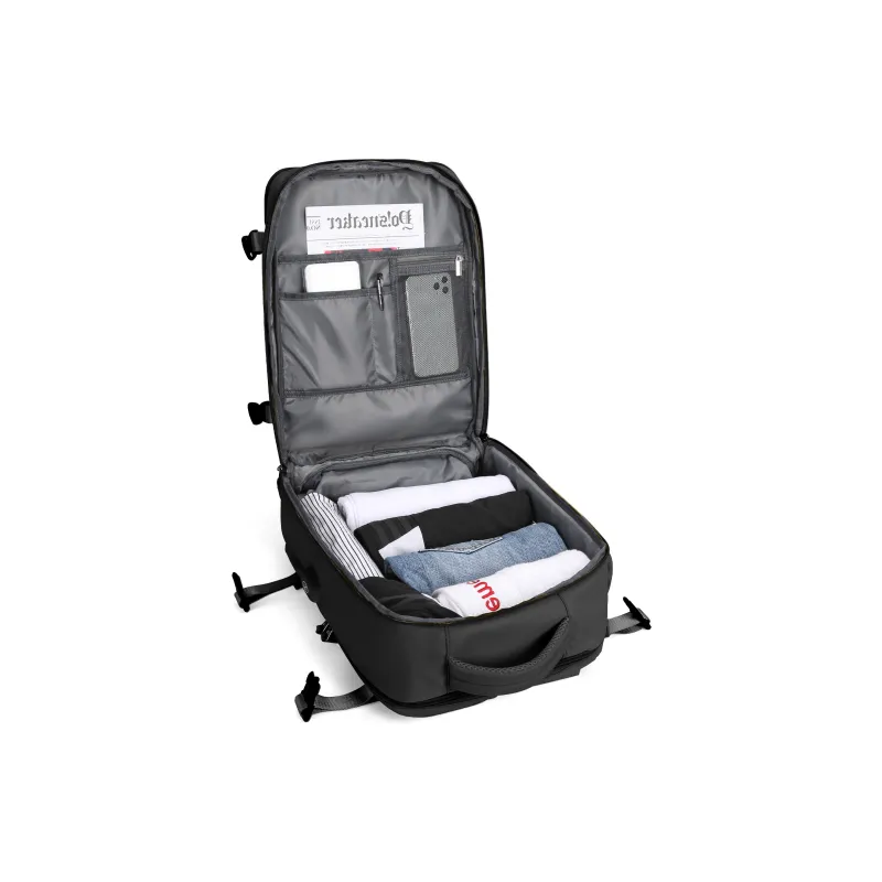 Kawasaki Fabric Backpack Travel Bag Laptop Bag Regular Unisex Black/Ecru/Light Blue-4