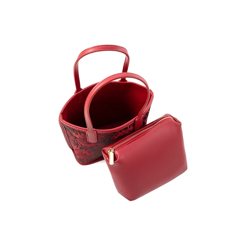 Vigno Synthetic Leather Woolen Handbag Combo Bag Regular Women's Red-32