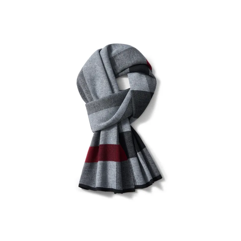 SEPTWOLVES Sheep Wool Knit Scarf Scarf Unisex Navy Blue/Dark Gray/Beige Gray-1
