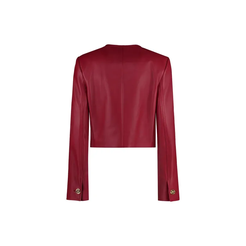 VERSACE Button-Up Leather Jacket-1