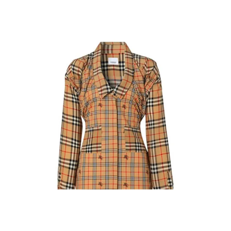 Burberry Long-Sleeved Dresses Women's Khaki-4