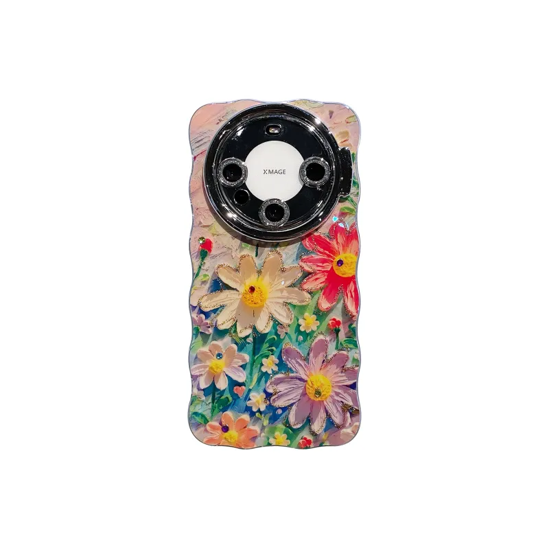 ZHUOJI PC Material Lens Stand Twisted Edge Red Daisy Phone Case Compatible With Huawei Mate 60-2