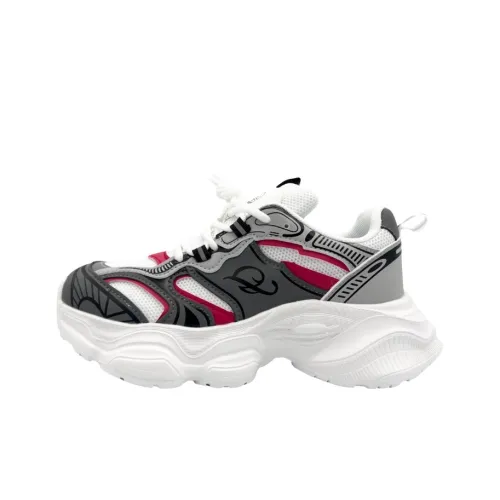 QIANJIN Slip Resistant And Breathable Coverage Low Top Chunky Sneakers Unisex Gray