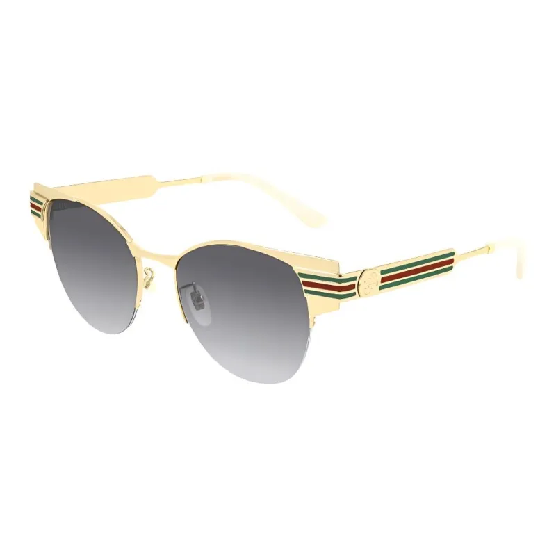 GUCCI Metal Oval Sunglasses Women's Gold-0