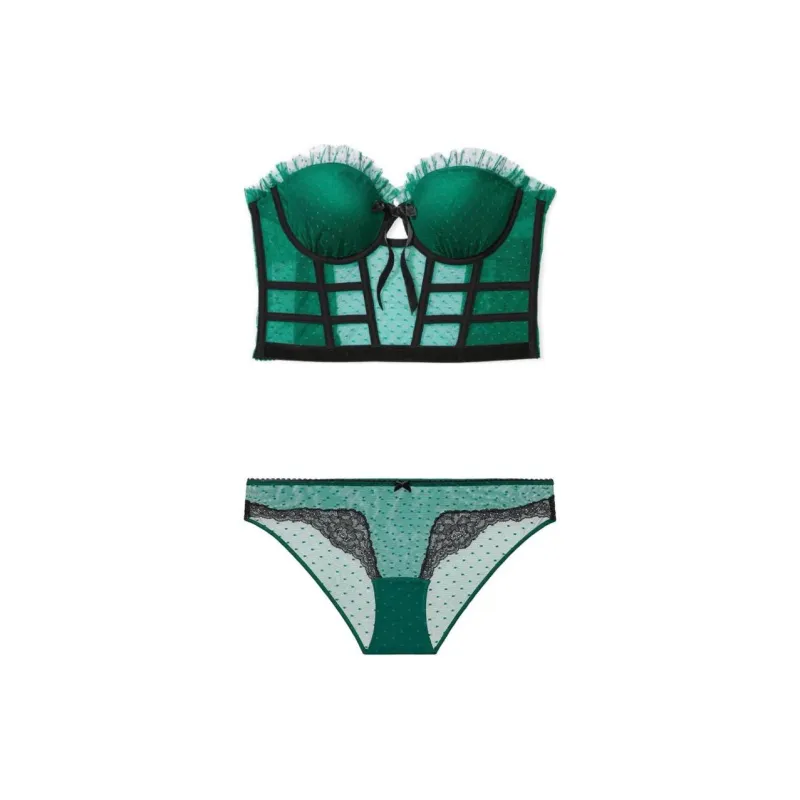 Victoria's Secret Underwear Set Women's Green Polka Dots-0