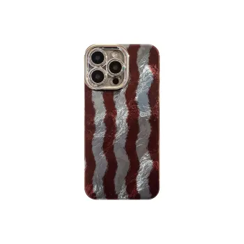 Cuttlefish Grid ABS+PC Material Color Blocking Wave Stripes Phone Case Compatible With Apple 16/15/14/13/12/11