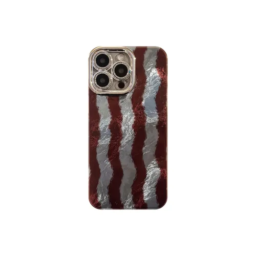 Cuttlefish Grid ABS+PC Material Color Blocking Wave Stripes Phone Case Compatible With Apple 16/15/14/13/12/11