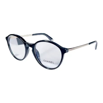 CHANEL Acetate Irregular Shape Eyeglass Frames Unisex Black