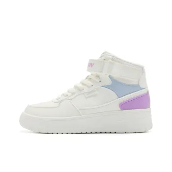 QIAODAN Slip Resistant Lightweight Warm High Top Skateboard Shoes Women's Ivory Rain Blue