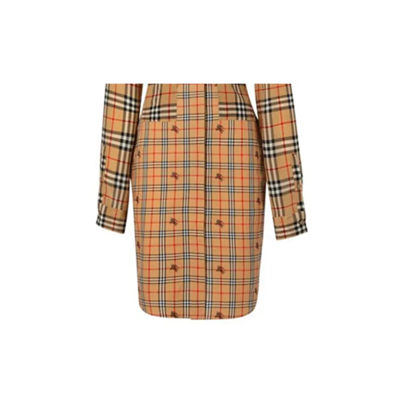 Burberry Long-Sleeved Dresses Women's Khaki-5