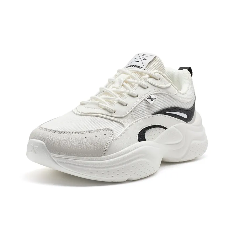 XTEP Height Increasing Lightweight Low Top Casual Shoes Men's Canvas White/Black-2