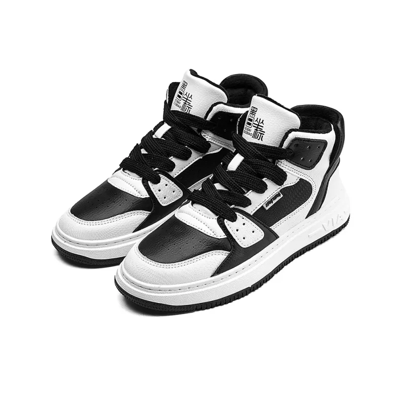 OFFER AITR Thermal Slip Resistant And Abrasion Resistant High Top Skateboard Shoes Men's White Black-20