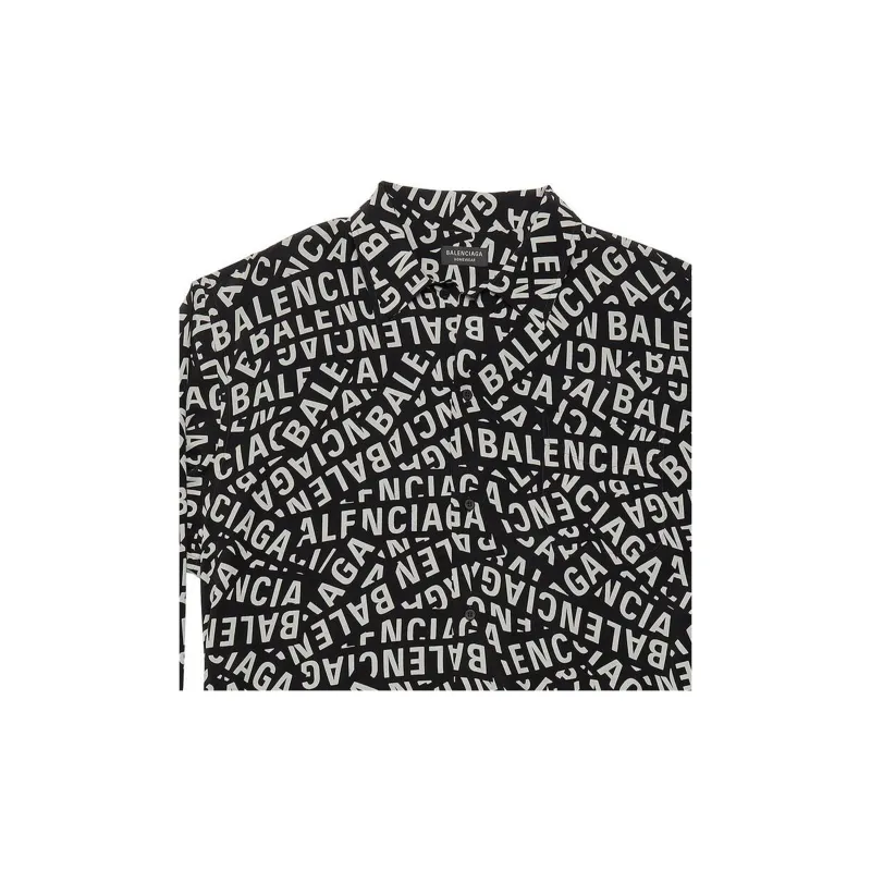 Balenciaga All Over Logo Printed Buttoned Shirt-6