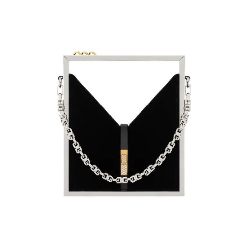 GIVENCHY Cut Out Series Velvet One Shoulder Handbags Women's Black-0