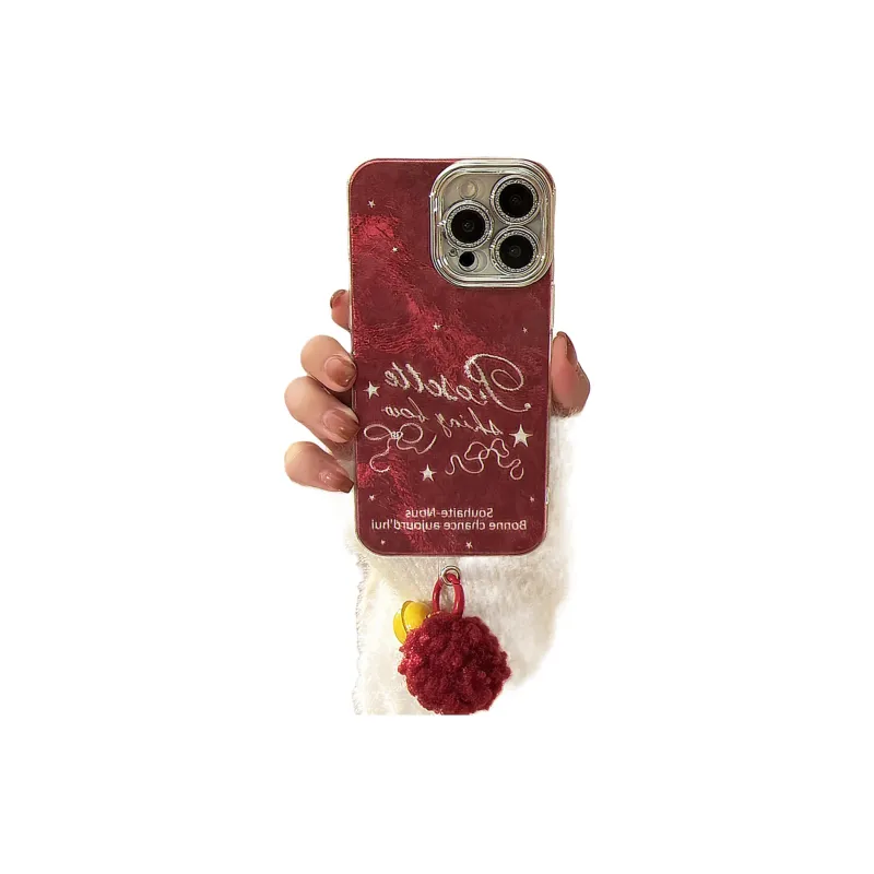 Cuttlefish Grid TPU Material Plush Rope DIY Creative Phone Case Compatible With Apple 15/16/14/13/12/11-1