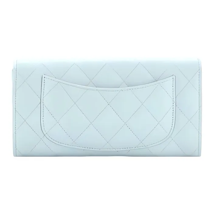 CHANEL 22P Grain Embossed Calfskin & Metal Card Holder, Wallet Women's Blue-2