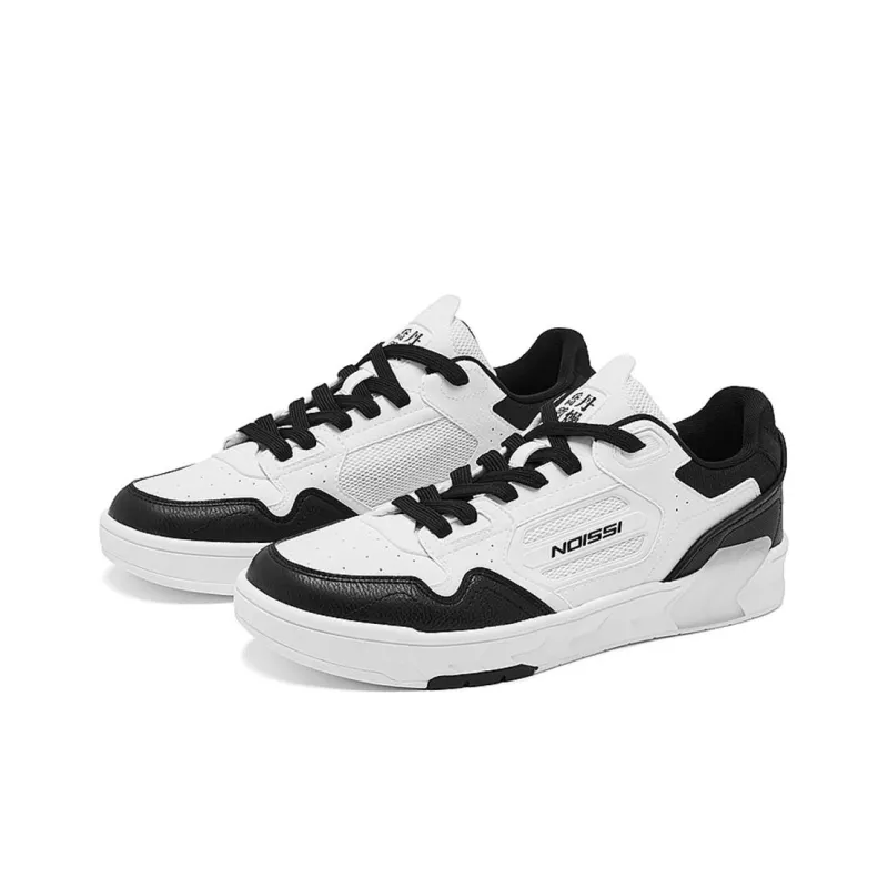 QIAODAN Abrasion Resistant Breathable Low Top Skateboard Shoes Men's White Black-3