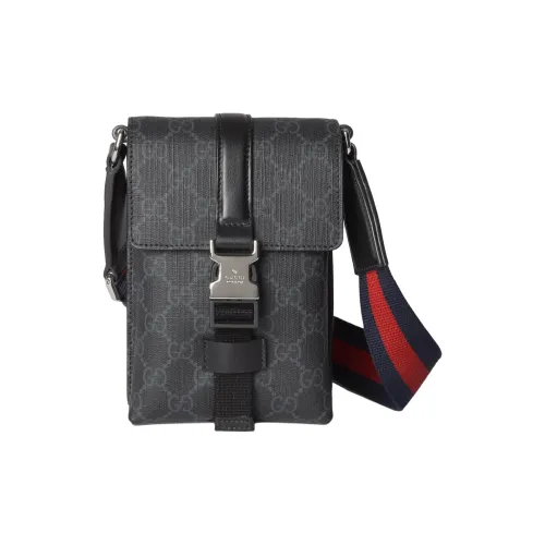 GUCCI Canvas With Leather Binding Crossbody Bag Shoulder Bag Extra Mini Men's Black