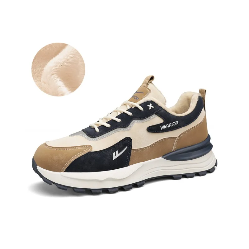 Warrior Slip Resistant, Abrasion Resistant, Height Adjustable, Thermal Mid Top Chunky Sneakers Men's Beige Brown-1