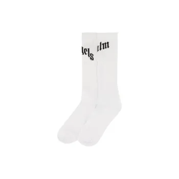 PALM ANGELS Curved Logo Intarsia Knit Socks