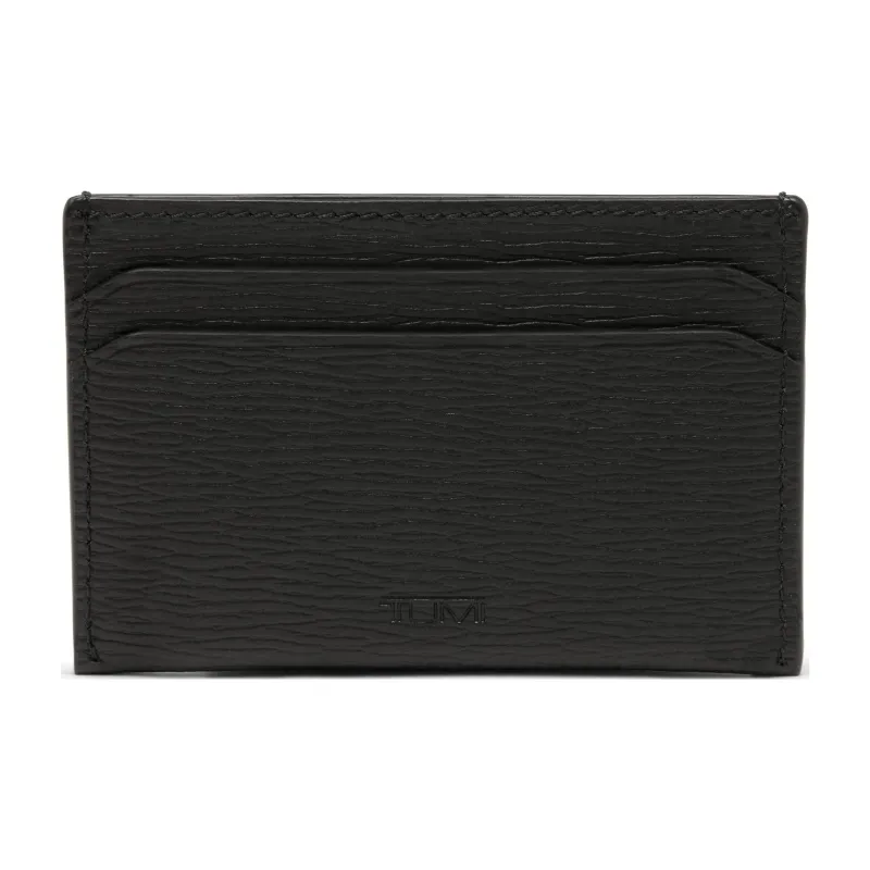 TUMI Pebbled Leather Card Holder Unisex Black-1