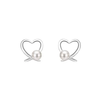 Heart Grass 999 Fine Silver Stud Earrings Women's