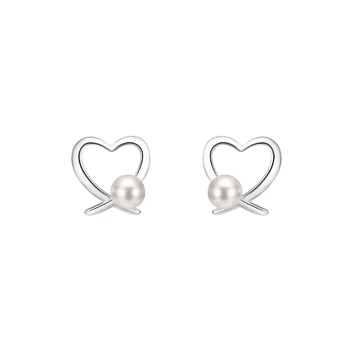 Heart Grass 999 Fine Silver Stud Earrings Women's-0