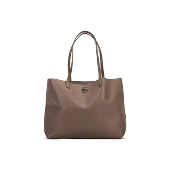 TORY BURCH McGraw Cow Leather Tote Bag Shopping Bag Shoulder Bag Handbag Regular Women's Silver Maple