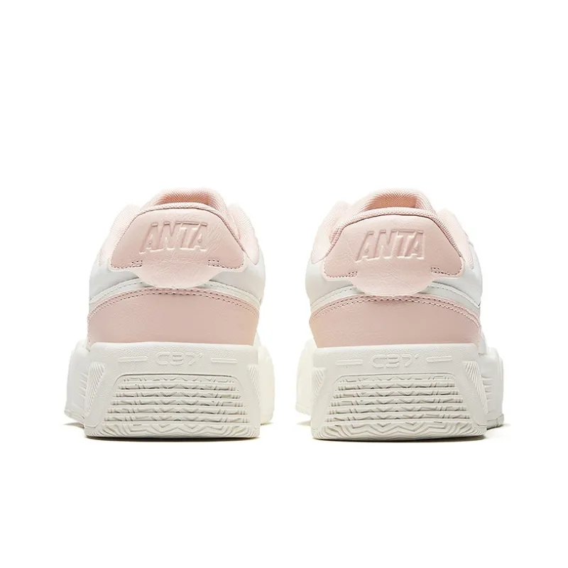 CHAOJIANTA Life Collection Anti-Slip Wear-Resistant Low-Top Skateboard Shoes Women's Ivory White Super Pink-3