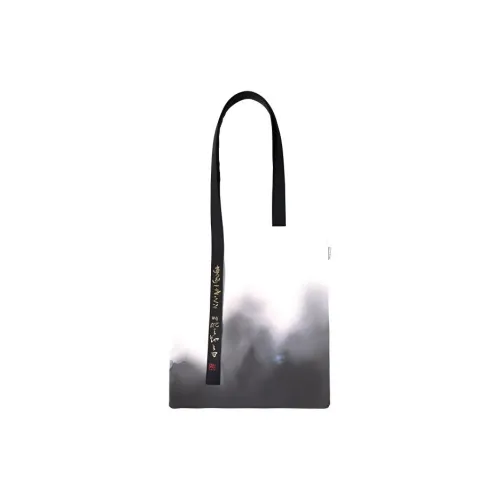 SUZHOU MUSEUM 100% Cotton Canvas Shoulder Bag Medium Size Unisex White & Gray