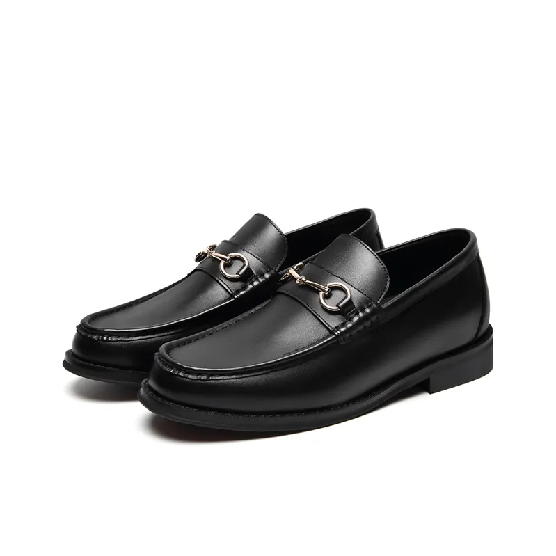 He Jinchang Loafers Men's Black-4