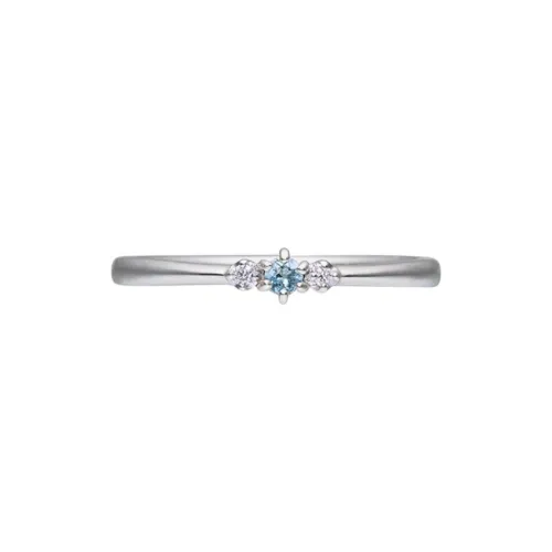 Canal 4℃ Aquamarine Diamond 10K White Gold Rhodium-Plated Rings Women's Silver
