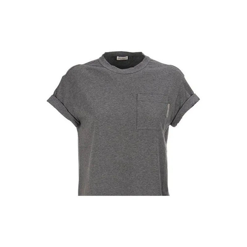 Brunello Cucinelli Glitter trim Short sleeve T shirt-4