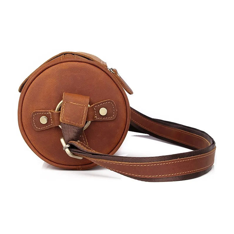 DOSRFINI Cow Leather Cylinder Bag Crossbody Bag Regular Men's Brown-2