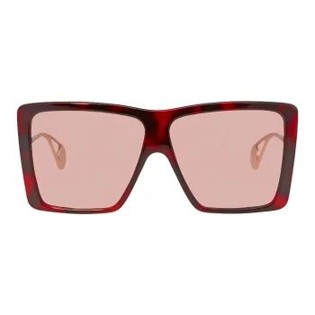 GUCCI Plate Frame Square Sunglasses Women's Pink