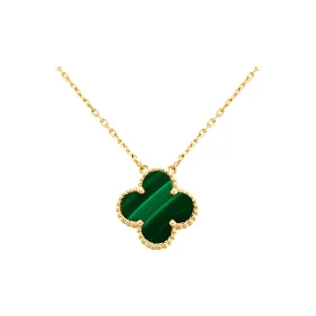 Van Cleef & Arpels 2010s Pre owned 18kt Yellow Gold Vintage Alhambra Malachite Necklace