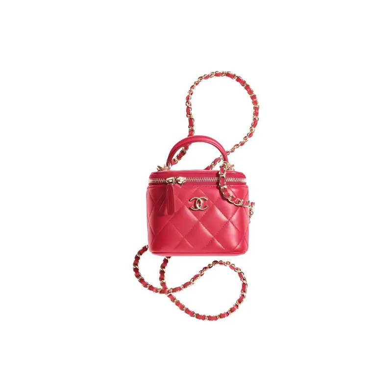 CHANEL Sheepskin Box Bag, Handbag, Shoulder Bag, Crossbody Bag Women's Watermelon Red-0