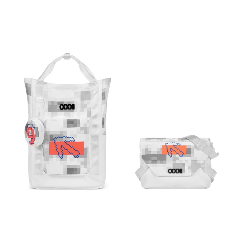 COEXISTENCE 3m Reflective Design Water Repellent Fabric Backpack Handbag Tubas Unisex White Orange-14