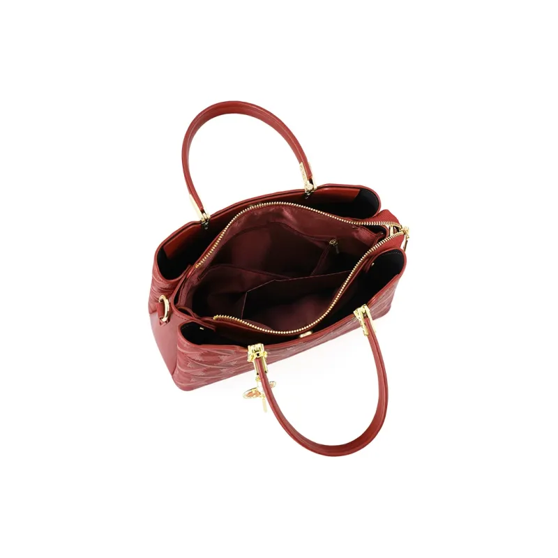 Vigno Synthetic Leather Handbag, One Shoulder Strap Regular Women's Red-4