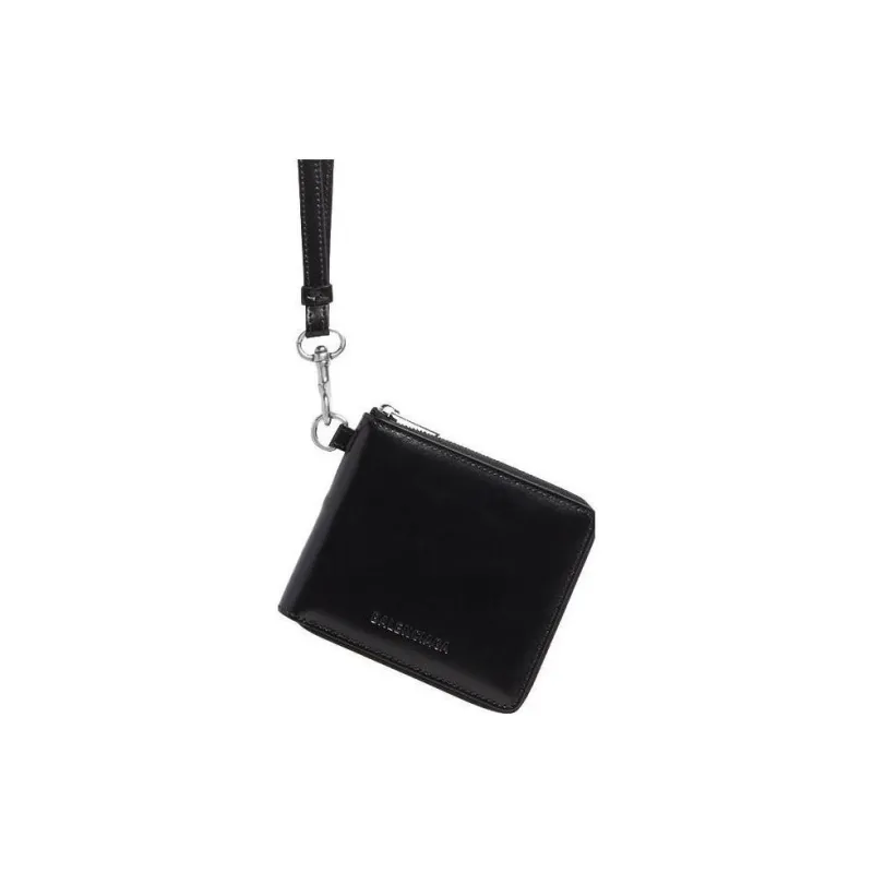 Balenciaga ESSENTIAL Cow Leather Shoulder Bag With Card Holder Wallet Regular Men's Black/Green-0