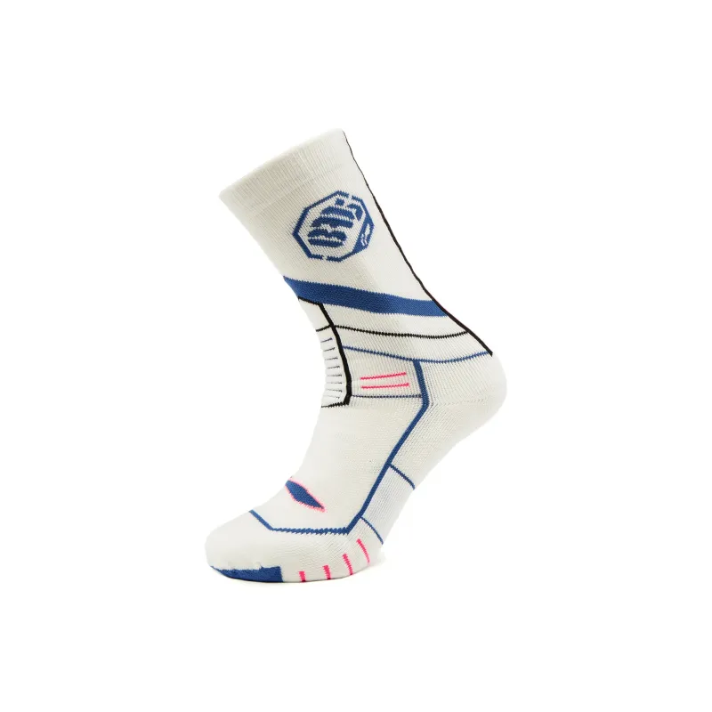 LiNing Basketball Collection Mid Calf Socks Unisex 1 Pack White/Multicolor Blue-3