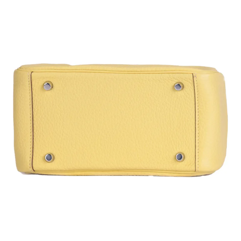HERMES Lindy Clemence Bullock Leather Handbag, Shoulder Bag, Crossbody Bag Mini Women's 1Z Jaune Poussin Chick Yellow-6
