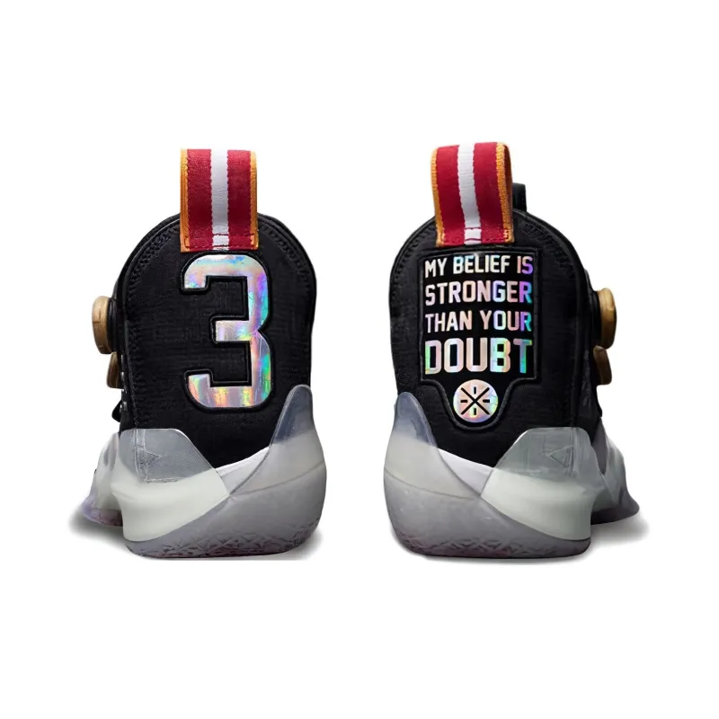 LiNing WOW 8 Retirement Night Cushioned Slip Resistant Mid Top Basketball Shoes Men's Black-2
