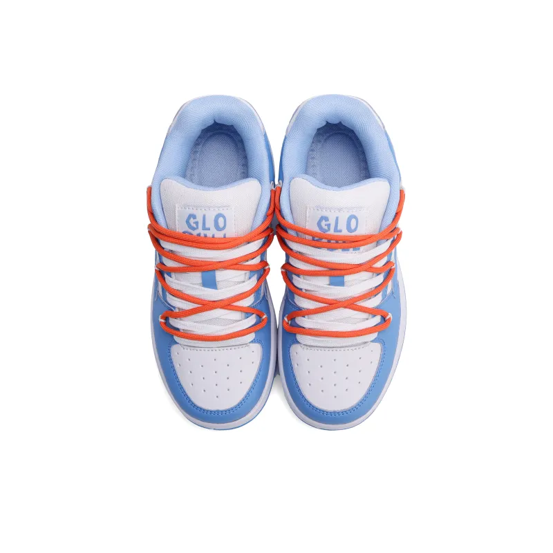 GLO BULL Skateboard Shoes Unisex Low Top Double Strap White Blue-3