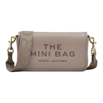 MARC JACOBS Full Grain Leather Shoulder Bag Mini Women's Concrete Gray