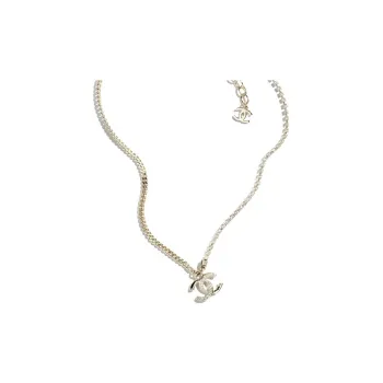 CHANEL Metal, Rhinestone Necklaces Women's Gold