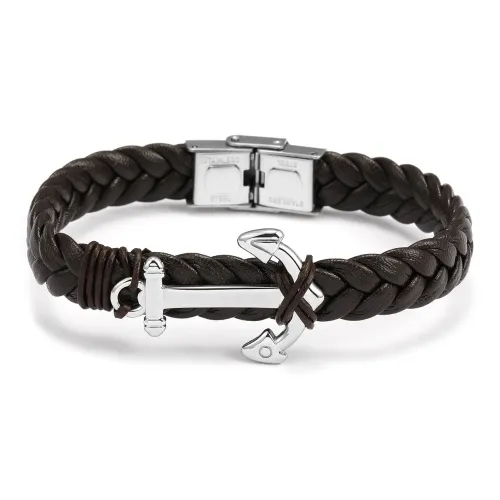 COLIMIDA Titanium Steel Leather Cord Wristbands Men's