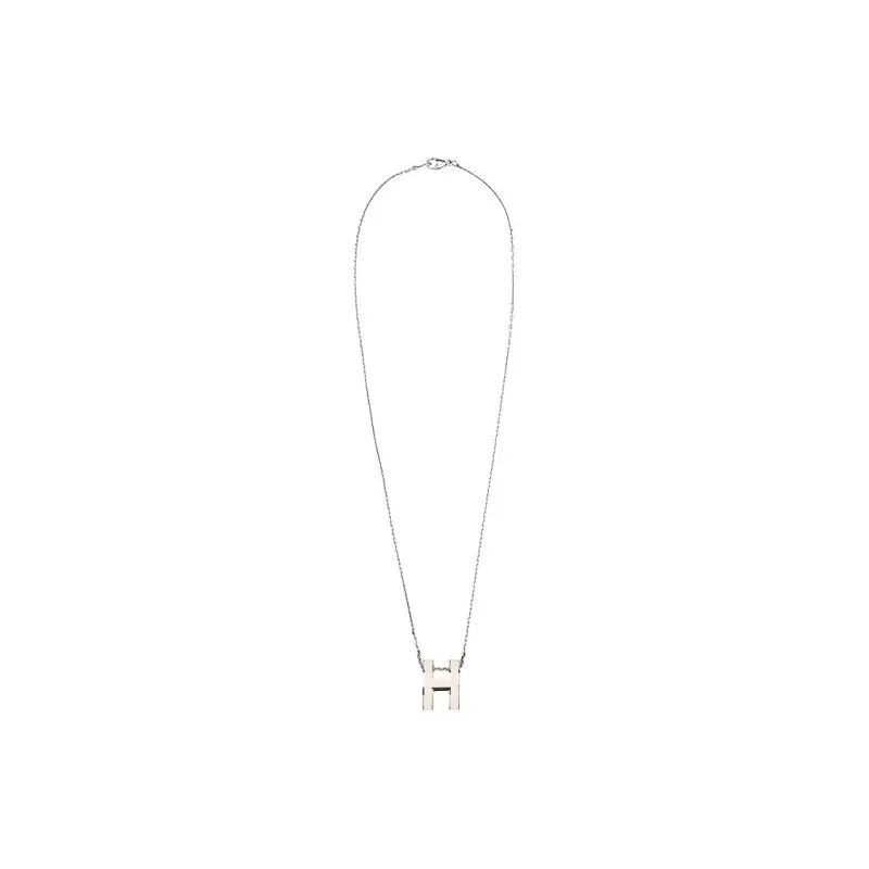 HERMES POP H Collection Metal Necklaces Women's Silver/White-1