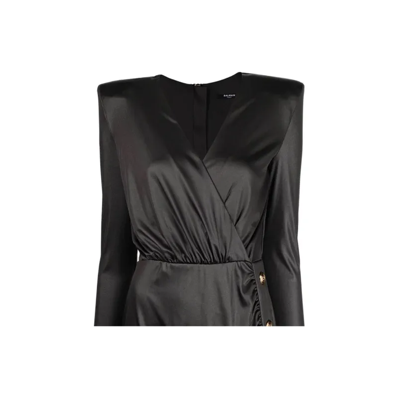 BALMAIN V Neck Draped Mini Dresss-4