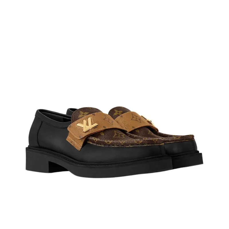 LOUIS VUITTON Academy Loafers Women's Black Brown-3